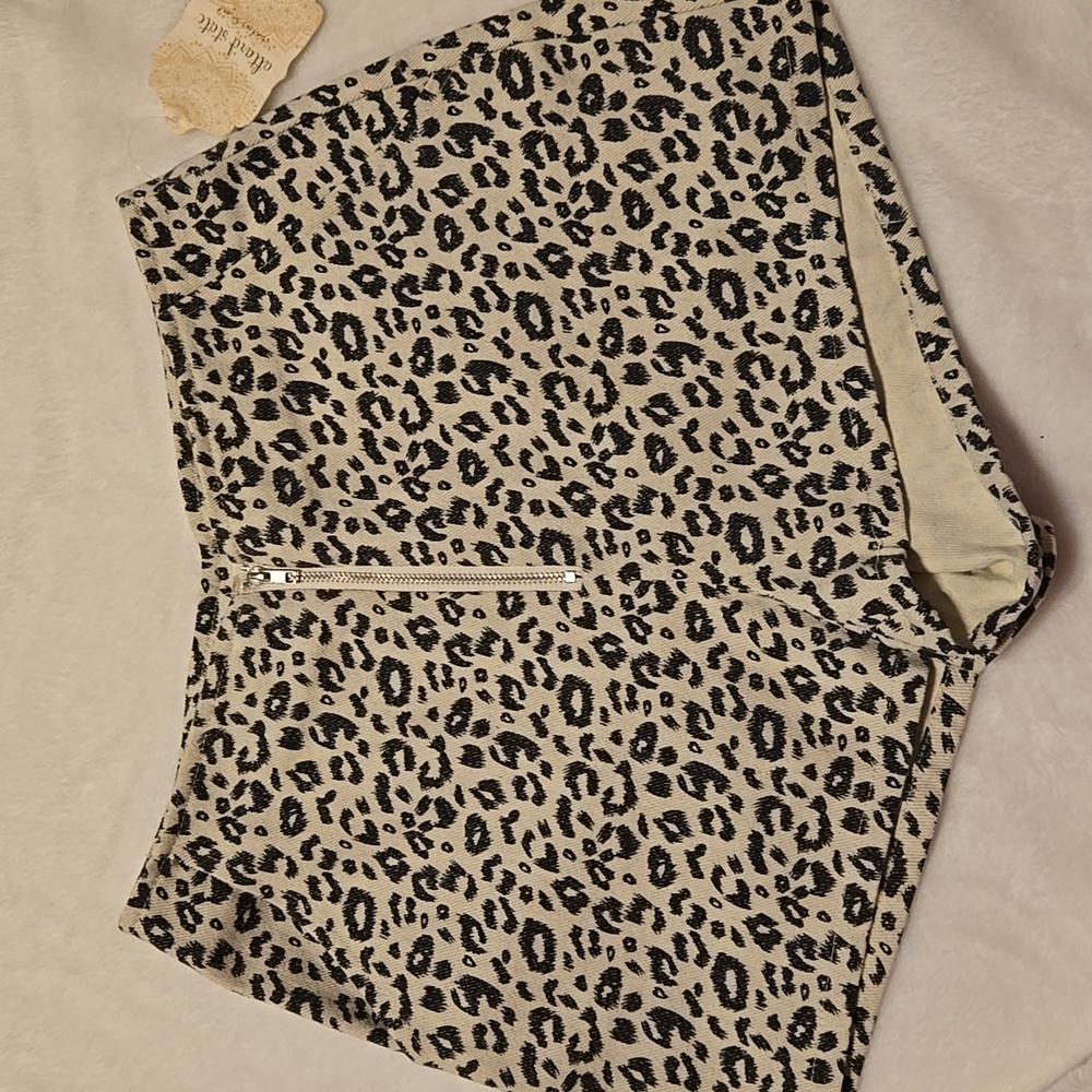 Altar'd State Black and White Leopard Print High-Waist Shorts